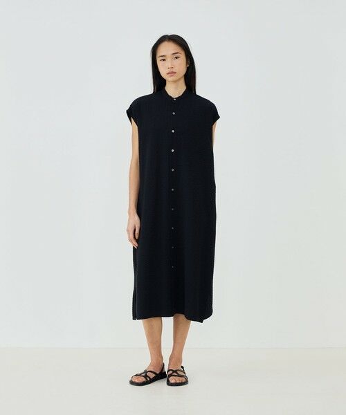 TOMORROWLAND / トゥモローランド ミニ丈・ひざ丈ワンピース | 【WEB先行予約】ソフトウェーブ バンドカラーシャツワンピース | 詳細1