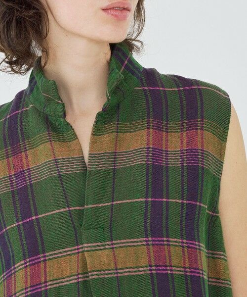 TOMORROWLAND / トゥモローランド ロング・マキシ丈ワンピース | リネンコットンマドラスチェック スキッパ—カラーワンピース | 詳細4