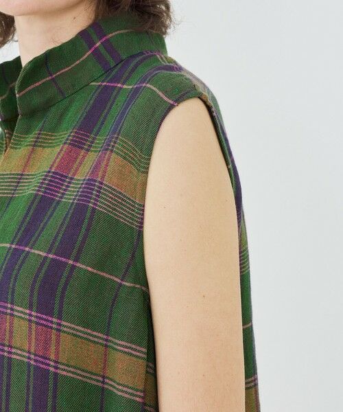 TOMORROWLAND / トゥモローランド ロング・マキシ丈ワンピース | リネンコットンマドラスチェック スキッパ—カラーワンピース | 詳細5