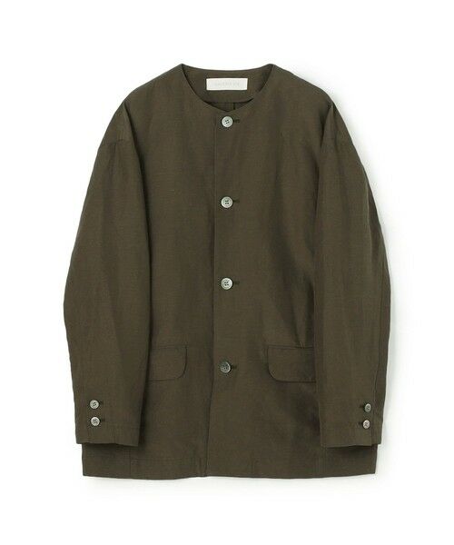 TOMORROWLAND / トゥモローランド ノーカラージャケット | リネンキュプラシルクコンパクト ノーカラージャケット（47 ブラウン）