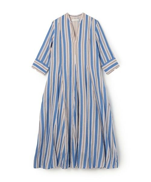 TOMORROWLAND / トゥモローランド ロング・マキシ丈ワンピース | ne Quittez pas Cotton Voile Stripe ワンピース（64 ブルー系）