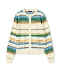 TOMORROWLAND / トゥモローランド カーディガン・ボレロ | コットンカシミヤマルチボーダー クルーネックカーディガン