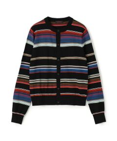 TOMORROWLAND / トゥモローランド カーディガン・ボレロ | コットンカシミヤマルチボーダー クルーネックカーディガン