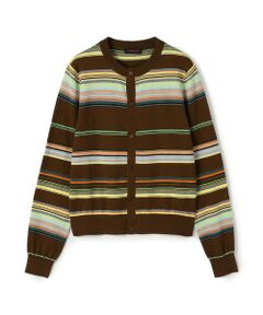 TOMORROWLAND / トゥモローランド カーディガン・ボレロ | コットンカシミヤマルチボーダー クルーネックカーディガン