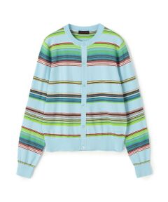 TOMORROWLAND / トゥモローランド カーディガン・ボレロ | コットンカシミヤマルチボーダー クルーネックカーディガン