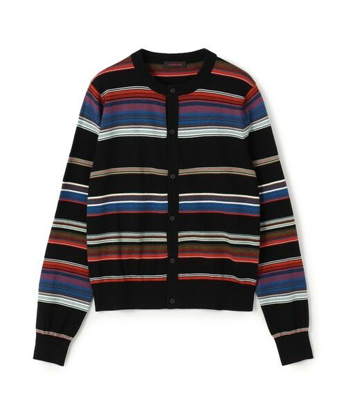 TOMORROWLAND / トゥモローランド カーディガン・ボレロ | コットンカシミヤマルチボーダー クルーネックカーディガン（18 ブラック系）