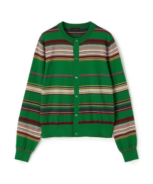 TOMORROWLAND / トゥモローランド カーディガン・ボレロ | コットンカシミヤマルチボーダー クルーネックカーディガン（56 ブラウン系）