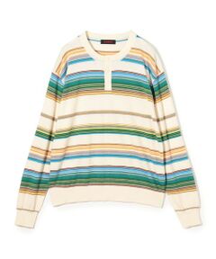 TOMORROWLAND / トゥモローランド ニット・セーター | コットンカシミヤ マルチボーダーヘンリーネックプルオーバー