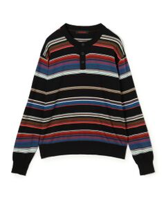 TOMORROWLAND / トゥモローランド ニット・セーター | コットンカシミヤ マルチボーダーヘンリーネックプルオーバー
