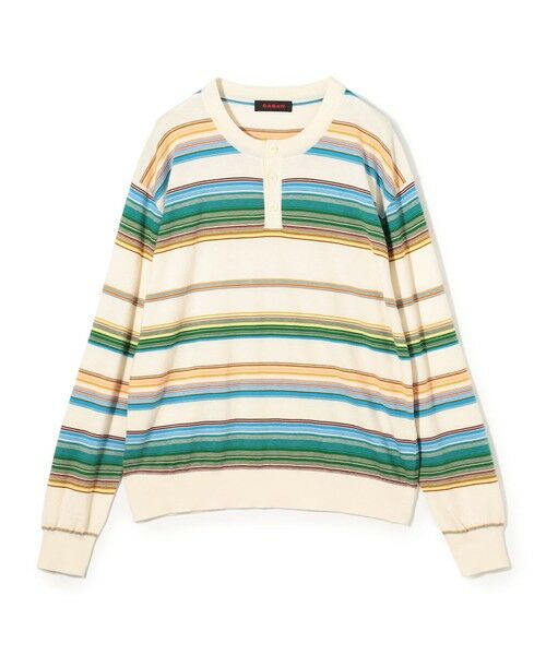 TOMORROWLAND / トゥモローランド ニット・セーター | コットンカシミヤ マルチボーダーヘンリーネックプルオーバー（12 ホワイト系）