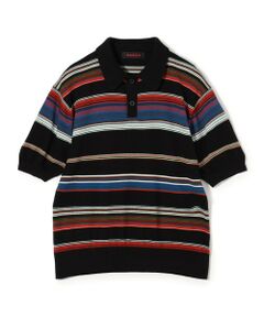 TOMORROWLAND / トゥモローランド ニット・セーター | コットンカシミヤ マルチボーダー ポロプルオーバー