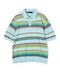 TOMORROWLAND / トゥモローランド ニット・セーター | コットンカシミヤ マルチボーダー ポロプルオーバー