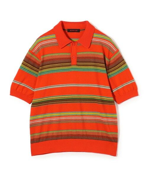 TOMORROWLAND / トゥモローランド ニット・セーター | コットンカシミヤ マルチボーダー ポロプルオーバー（36 レッド系）