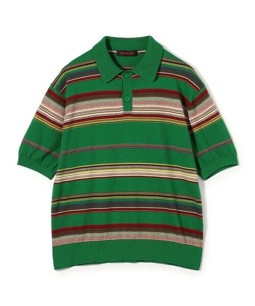 TOMORROWLAND / トゥモローランド ニット・セーター | コットンカシミヤ マルチボーダー ポロプルオーバー（56 カーキ系）