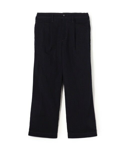 TOMORROWLAND / トゥモローランド チノ・ワークパンツ | コットンリネンキュプラ 1プリーツワイドストレート バレルパンツ(68 ネイビー系)