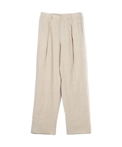 TOMORROWLAND / トゥモローランド スラックス・ドレスパンツ | リネンアムンゼンストライプ 1プリーツテーパード ペグトップパンツ（42 ライトベージュ系）
