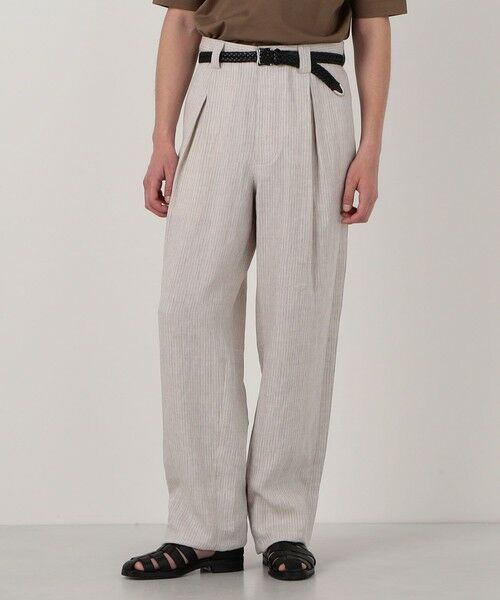 TOMORROWLAND / トゥモローランド スラックス・ドレスパンツ | リネンアムンゼンストライプ 1プリーツテーパード ペグトップパンツ | 詳細2
