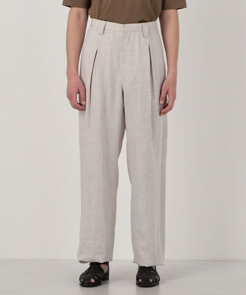 TOMORROWLAND / トゥモローランド スラックス・ドレスパンツ | リネンアムンゼンストライプ 1プリーツテーパード ペグトップパンツ | 詳細3