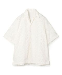 TOMORROWLAND / トゥモローランド シャツ・ブラウス | コットンブロード ステッチパターン オープンカラーハーフスリーブシャツ