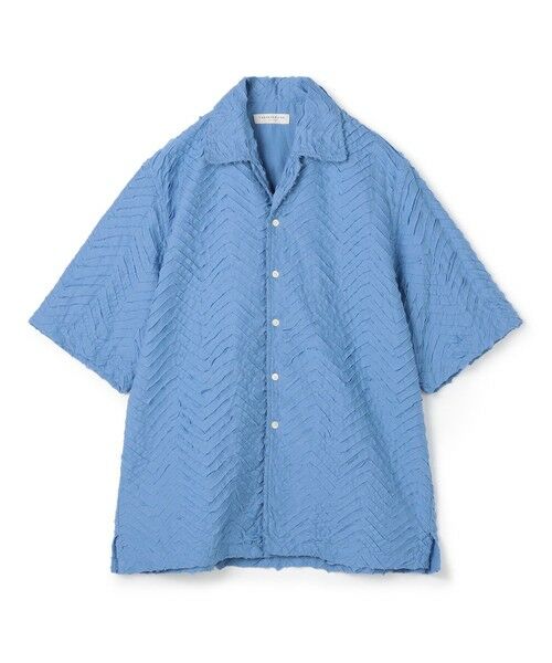 TOMORROWLAND / トゥモローランド シャツ・ブラウス | コットンブロード ステッチパターン オープンカラーハーフスリーブシャツ（63 ライトブルー）