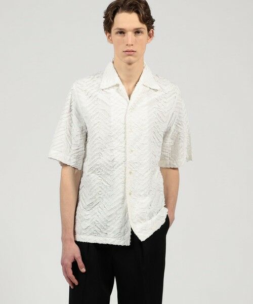 TOMORROWLAND / トゥモローランド シャツ・ブラウス | コットンブロード ステッチパターン オープンカラーハーフスリーブシャツ | 詳細1