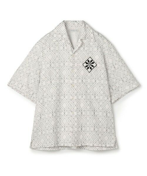 TOMORROWLAND / トゥモローランド シャツ・ブラウス | コットンローン刺繍ステッチ オープンカラーハーフスリーブシャツ（12 ホワイト系）