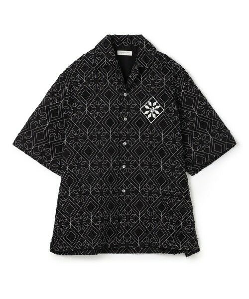 TOMORROWLAND / トゥモローランド シャツ・ブラウス | コットンローン刺繍ステッチ オープンカラーハーフスリーブシャツ（18 ブラック系）