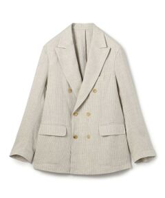 TOMORROWLAND / トゥモローランド テーラードジャケット | リネンアムンゼンストライプ ダブルブレステッド6Bジャケット