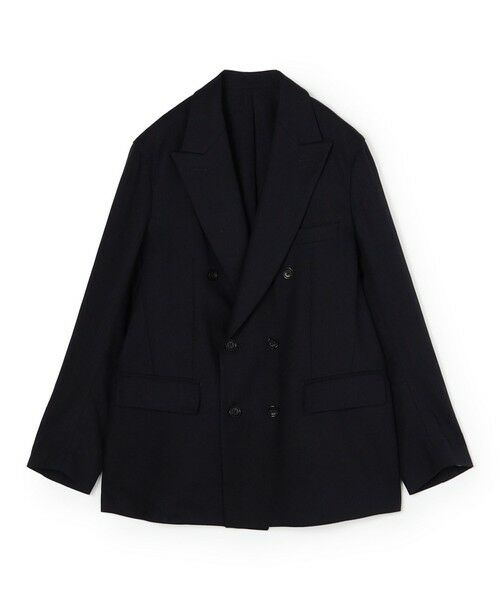 TOMORROWLAND / トゥモローランド テーラードジャケット | リネンアムンゼンストライプ ダブルブレステッド6Bジャケット（68 ネイビー系）