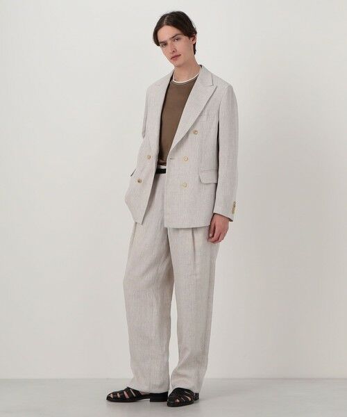 TOMORROWLAND / トゥモローランド テーラードジャケット | リネンアムンゼンストライプ ダブルブレステッド6Bジャケット | 詳細1