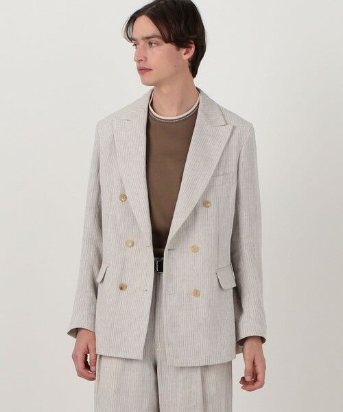 TOMORROWLAND / トゥモローランド テーラードジャケット | リネンアムンゼンストライプ ダブルブレステッド6Bジャケット | 詳細2