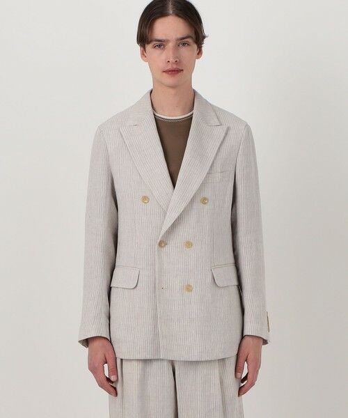 TOMORROWLAND / トゥモローランド テーラードジャケット | リネンアムンゼンストライプ ダブルブレステッド6Bジャケット | 詳細3