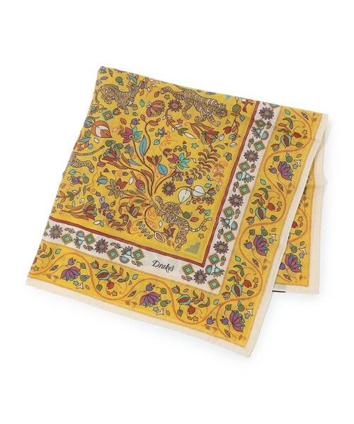 TOMORROWLAND / トゥモローランド バンダナ・スカーフ | Drake's TIGER GARDEN PRINT BANDANA ウールシルクプリントスカーフ（26 イエロー系）