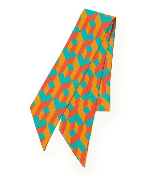 TOMORROWLAND / トゥモローランド バンダナ・スカーフ | TOMORROWLAND ジオメトリック柄 シルクスカーフ（36 オレンジ系）
