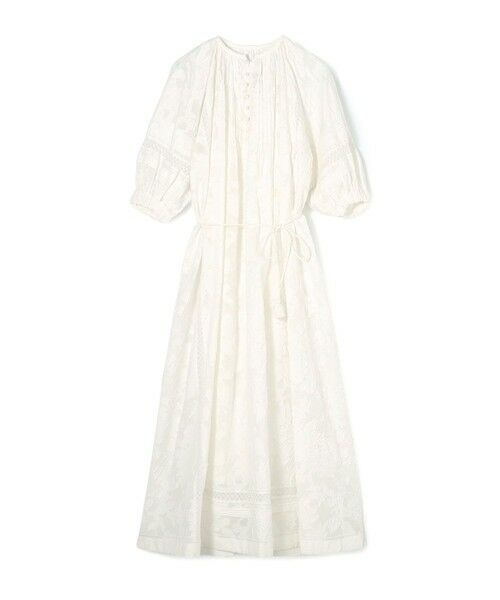 TOMORROWLAND / トゥモローランド ロング・マキシ丈ワンピース | コットンカットジャカード パフスリーブワンピース(11 ホワイト)