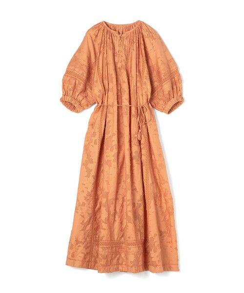 TOMORROWLAND / トゥモローランド ロング・マキシ丈ワンピース | コットンカットジャカード パフスリーブワンピース(29 オレンジ)