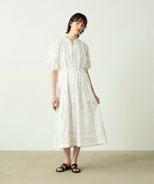 TOMORROWLAND / トゥモローランド ロング・マキシ丈ワンピース | コットンカットジャカード パフスリーブワンピース | 詳細1