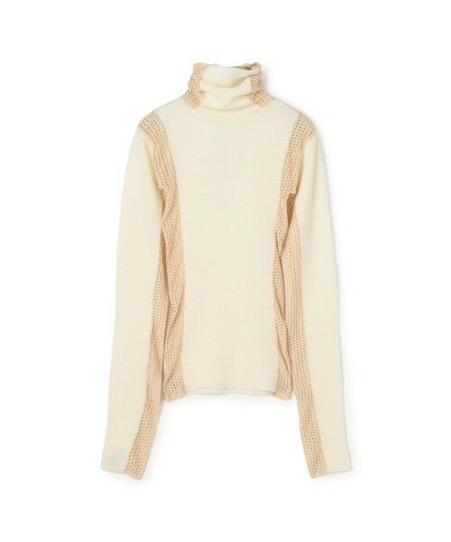 TOMORROWLAND / トゥモローランド ニット・セーター | diotima Merino Mesh Stripe メッシュコンビ タートルネックニット（12 ホワイト系）
