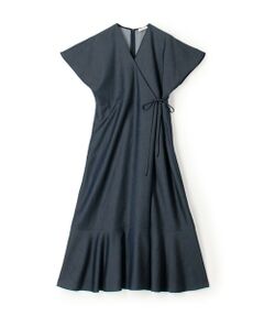TOMORROWLAND / トゥモローランド ミニ丈・ひざ丈ワンピース | ツイルライトデニム カシュクールワンピース