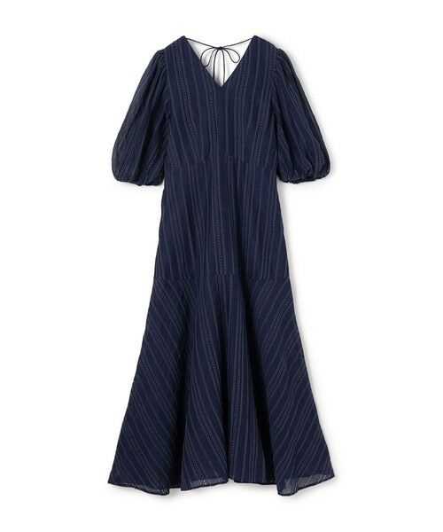 TOMORROWLAND / トゥモローランド ロング・マキシ丈ワンピース | ne Quittez pas Cotton Organza Ladder Cifre Flare ドレス（66 ダークブルー系）
