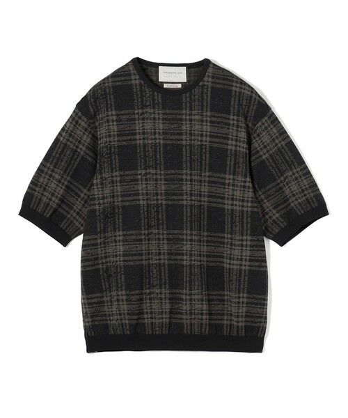 TOMORROWLAND / トゥモローランド ニット・セーター | TOMORROWLAND tricot チェック柄 コットンハーフスリーブ ニット(18 グレー系)