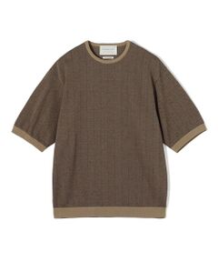 TOMORROWLAND / トゥモローランド ニット・セーター | TOMORROWLAND tricot ヘリンボーン柄 コットンハーフスリーブ ニット