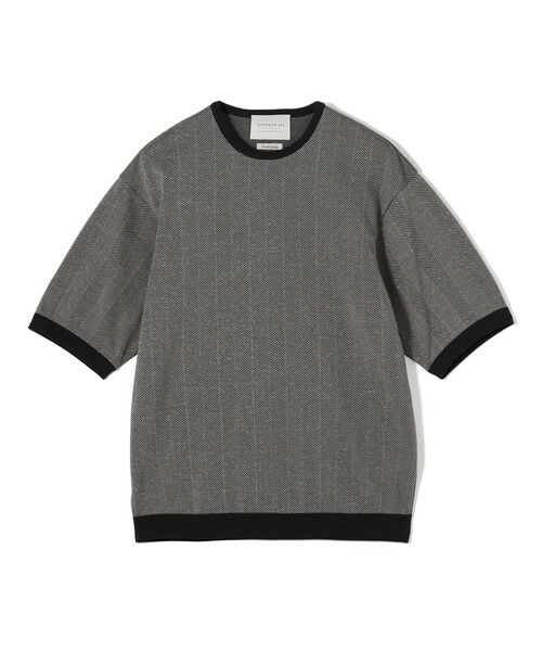 TOMORROWLAND / トゥモローランド ニット・セーター | TOMORROWLAND tricot ヘリンボーン柄 コットンハーフスリーブ ニット(18 グレー系)