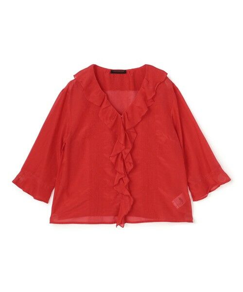 TOMORROWLAND / トゥモローランド シャツ・ブラウス | コットンシルクシャンブレー ラッフルブラウス（35 レッド）
