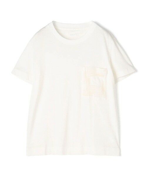 TOMORROWLAND / トゥモローランド Tシャツ | コットンリネンジャージー エンブロイダリーポケットプルオーバー（11 ホワイト）