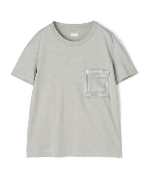 TOMORROWLAND / トゥモローランド Tシャツ | コットンリネンジャージー エンブロイダリーポケットプルオーバー（51 ライトグリーン）