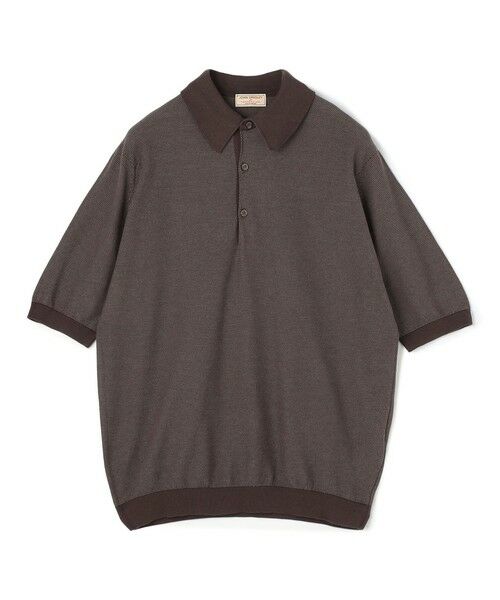 TOMORROWLAND / トゥモローランド ニット・セーター | 【別注】JOHN SMEDLEY 30Gハニカム編み ニットポロ ISIS（48 ブラウン系）