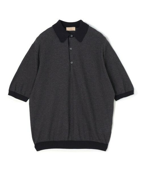 TOMORROWLAND / トゥモローランド ニット・セーター | 【別注】JOHN SMEDLEY 30Gハニカム編み ニットポロ ISIS（68 ネイビー系）