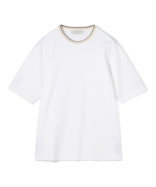 TOMORROWLAND / トゥモローランド カットソー | スーピマコットンシルケット リンキングニット襟Tシャツ（11 ホワイト）