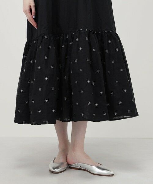 TOMORROWLAND / トゥモローランド ロング・マキシ丈ワンピース | 【別注】ne Quittez pas BLACK ORGANZA COMB ノースリーブ ロングワンピース | 詳細8